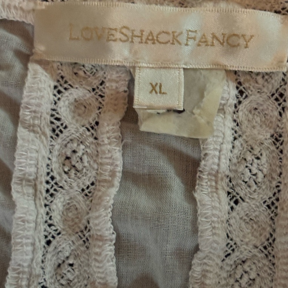LoveShackFancy dress, tiered, lace, embroidery. Pastel, flutter sleeves, size XL - Picture 9 of 9